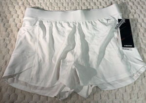 HEAD Women's Vigor Shorts Large White DRI-MOTION Athletic Running NWT